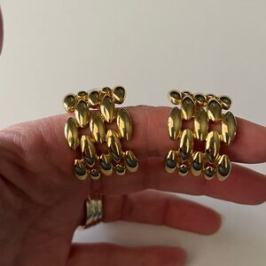 Vintage Givenchy gold woven rice grain j-hoop earrings